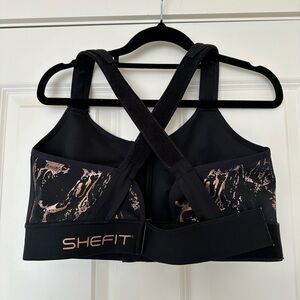 SHEFIT Black and Bronze Adjustable Sports Bra